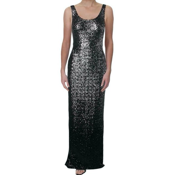 Ralph Lauren Sequin Maxi Long Dress Black Grey NWT - Picture 4 of 8